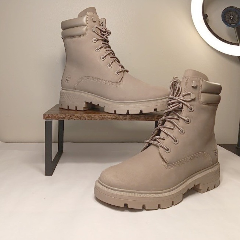 Timberland Greyfield Boot Womens 8.5 Taupe Excellent Waterproof Platform A5Z84